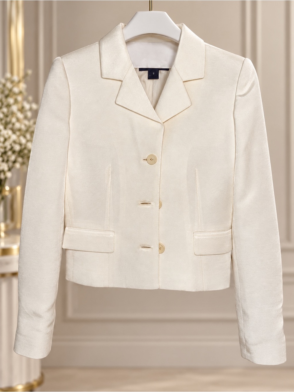 Ralph Lauren Cream Tailored Button Blazer